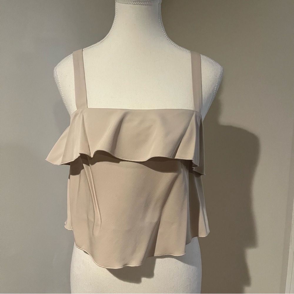 Aritzia Wilfred Le Fou Beige Ruffle Top